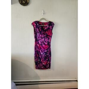 Lauren Ralph Lauren Womens Size 6 Dress Cap Sleeve Shift Paisley Floral V Neck